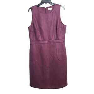 LOFT Faux Suede Purple Sleeveless Sheath Dress Size 14 NWT